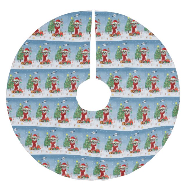 Shih Tzu Dog in Snow Christmas  Brushed Polyester Tree Skirt (Front)
