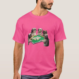 Shih Tzu Dog Mahjong Funny T-shirt Dog Letter Men'