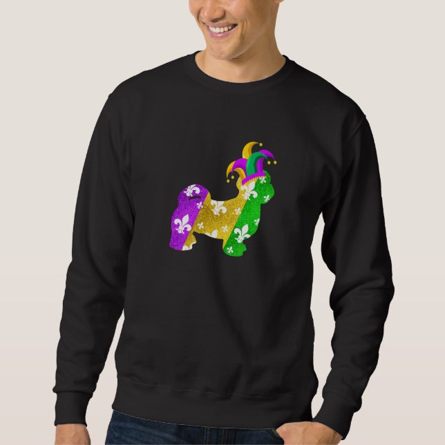 Shih Tzu Dog Mardi Gras Carnivals Funny Puppy Love Sweatshirt (Front)