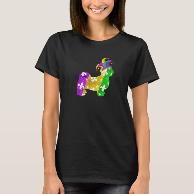 Shih Tzu Dog Mardi Gras Carnivals Funny Puppy Love T-Shirt (Front)