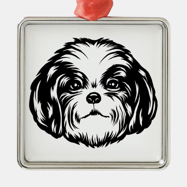 Shih Tzu Dog Metal Tree Decoration (Front)