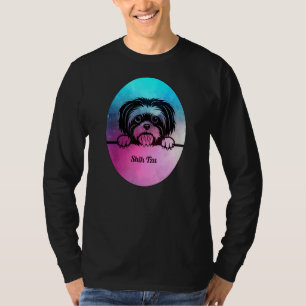 Shih Tzu Dog   Mum And Dad Pet Parents Blue Pink E T-Shirt