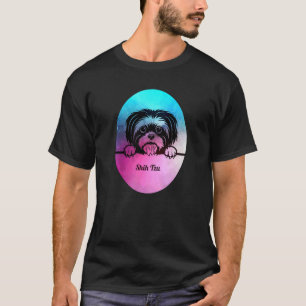 Shih Tzu Dog  Mum And Dad Pet Parents Blue Pink Ea T-Shirt