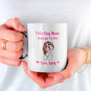 Shih Tzu Dog Mum Belongs To Me Pink Paws & Hearts Coffee Mug