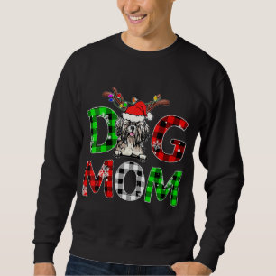 Shih Tzu Dog Mum Buffalo Plaid Xmas Pajama Reindee Sweatshirt