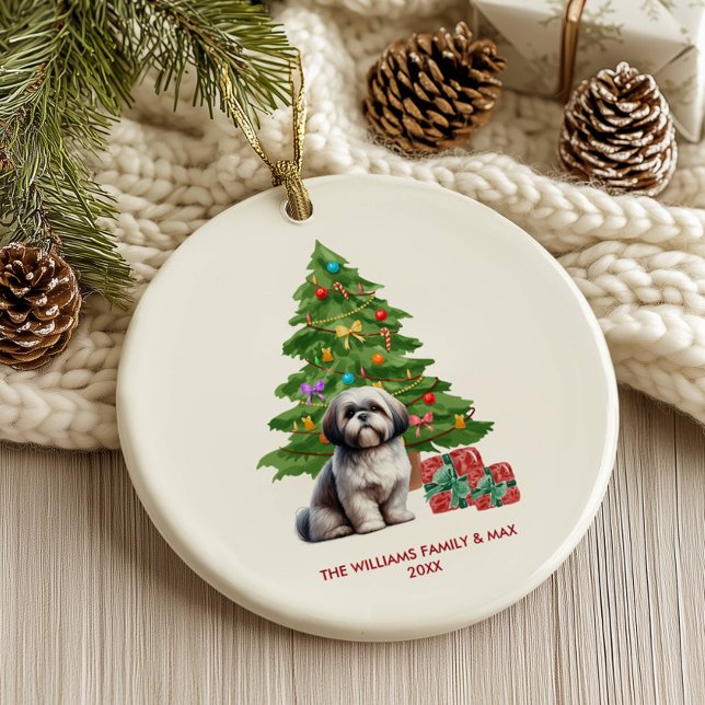 Shih Tzu Dog Personalised Christmas Ceramic Tree Decoration (Creator Uploaded)