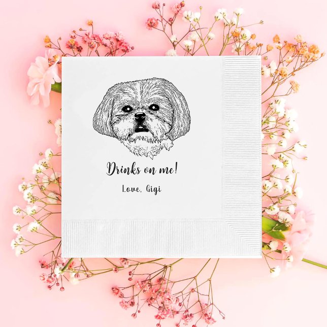 Shih Tzu Dog Personalised Drink On Me Napkins (Creator Uploaded)