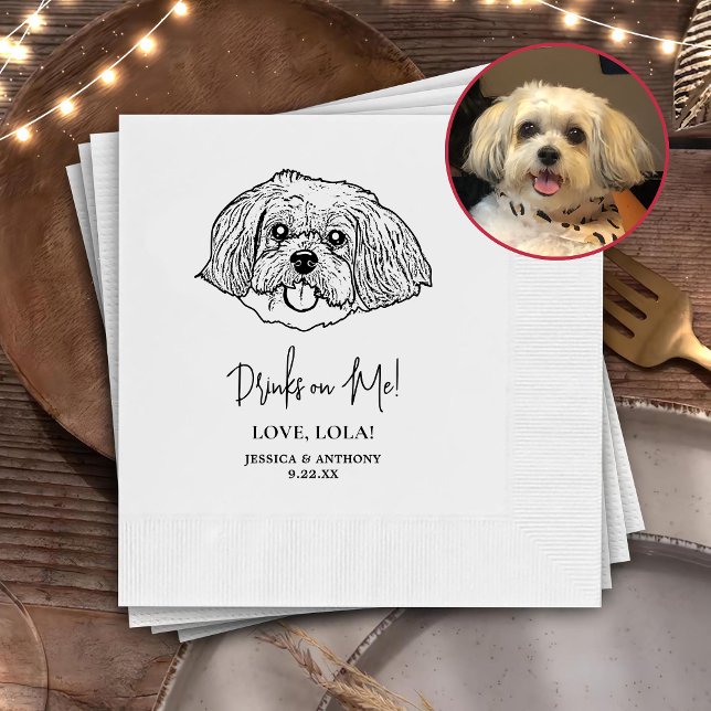 Shih Tzu Dog Personalised Drinks on Me Napkin (Creator Uploaded)