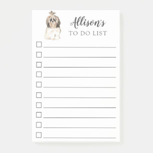 Shih tzu Dog Personalised To Do List Post-it Notes