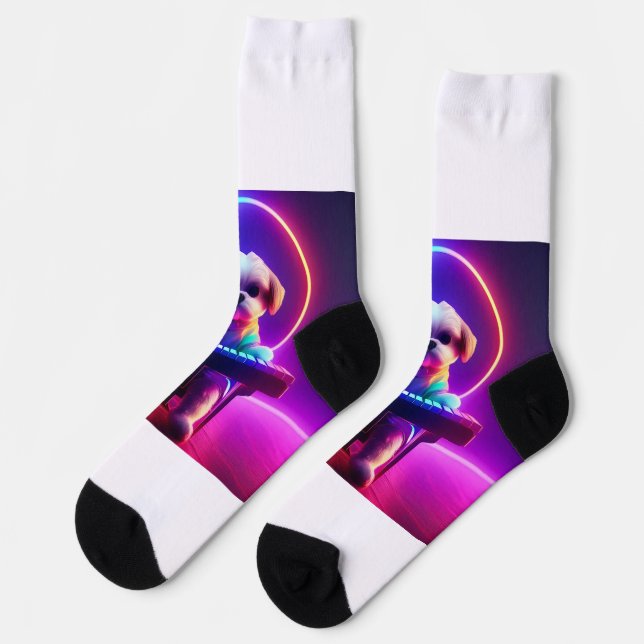 shih tzu dog playing piano  socks (Left)