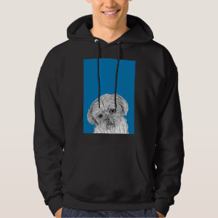 Shih Tzu Dog Portrait ( Blue Background ) Hoodie
