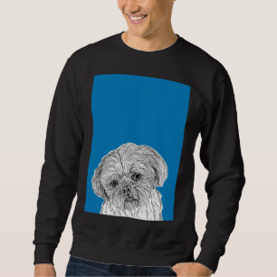Shih Tzu Dog Portrait ( Blue Background ) Sweatshirt