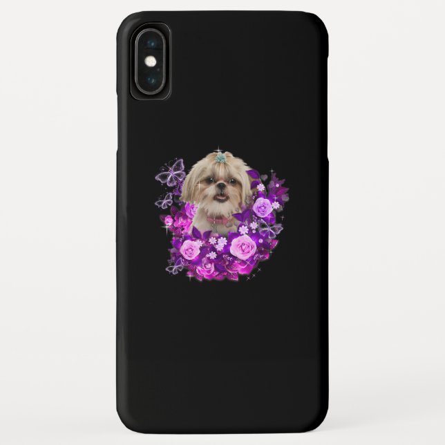 Shih Tzu Dog Purple Rose Flower Floral Gift Idea . Case-Mate iPhone Case (Back)