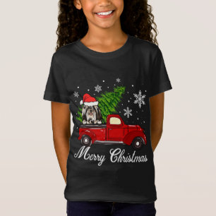 Shih Tzu Dog Riding Red Truck Christmas Decoration T-Shirt