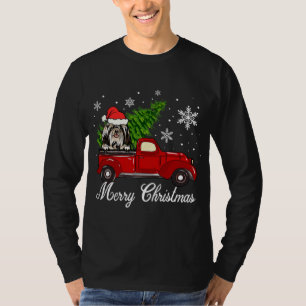 Shih Tzu Dog Riding Red Truck Christmas Decoration T-Shirt