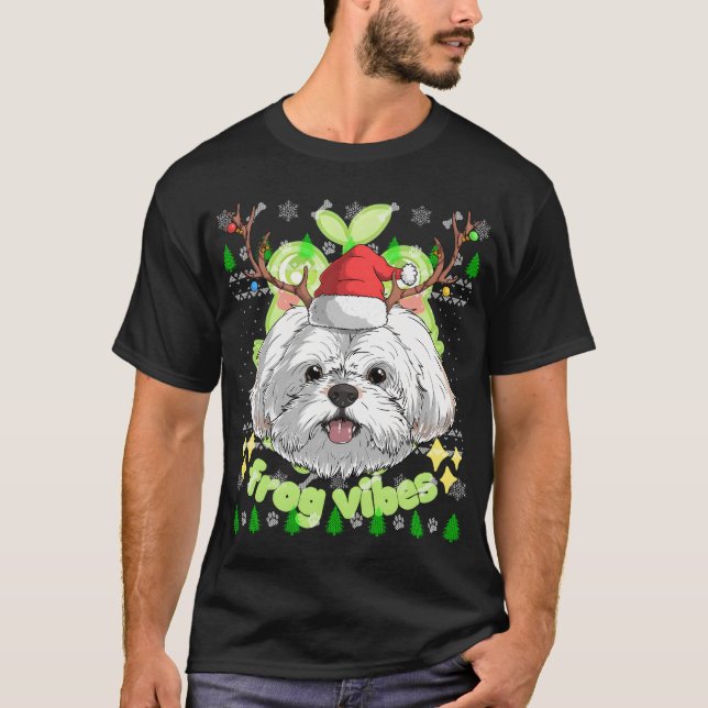 Shih Tzu Dog Santa Claus Hat Ugly Christmas X-Mas  T-Shirt (Front)