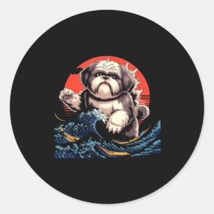 Shih tzu dog shihtzu dog japanese art shitzhu funn classic round sticker