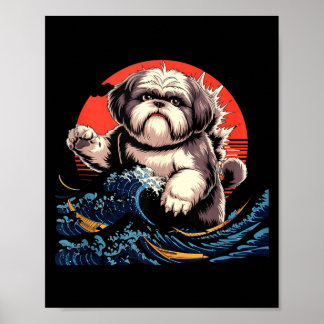 Shih tzu dog shihtzu dog japanese art shitzhu funn poster