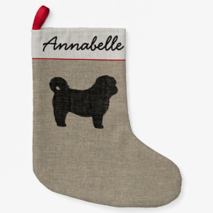 Shih Tzu Dog Silhouette Holiday Personalised Xmas Small Christmas Stocking