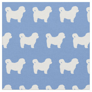 Shih Tzu Dog Silhouette Pet Light Blue Fabric