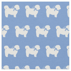 Shih Tzu Dog Silhouette Pet Light Blue Fabric
