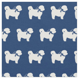 Shih Tzu Dog Silhouette Pet Navy Blue Fabric