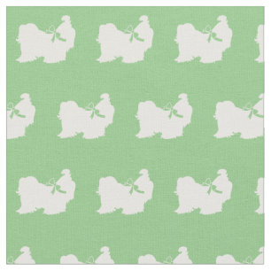 Shih Tzu Dog Silhouette Pet Sage Green Fabric