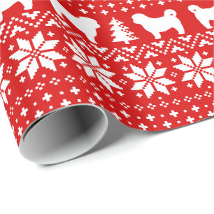 Shih Tzu Dog Silhouettes Christmas Sweater Pattern Wrapping Paper