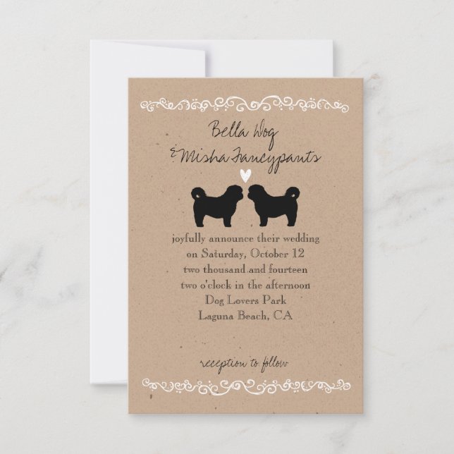 Shih Tzu Dog Silhouettes Wedding Invitation (Front)