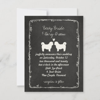 Shih Tzu Dog Silhouettes Wedding Invitation