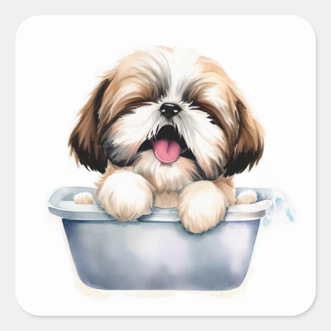 Shih Tzu Dog Square Sticker (Front)