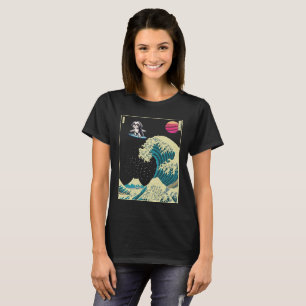 Shih Tzu Dog Surfing on a Kanagawa Wave Japanese  T-Shirt