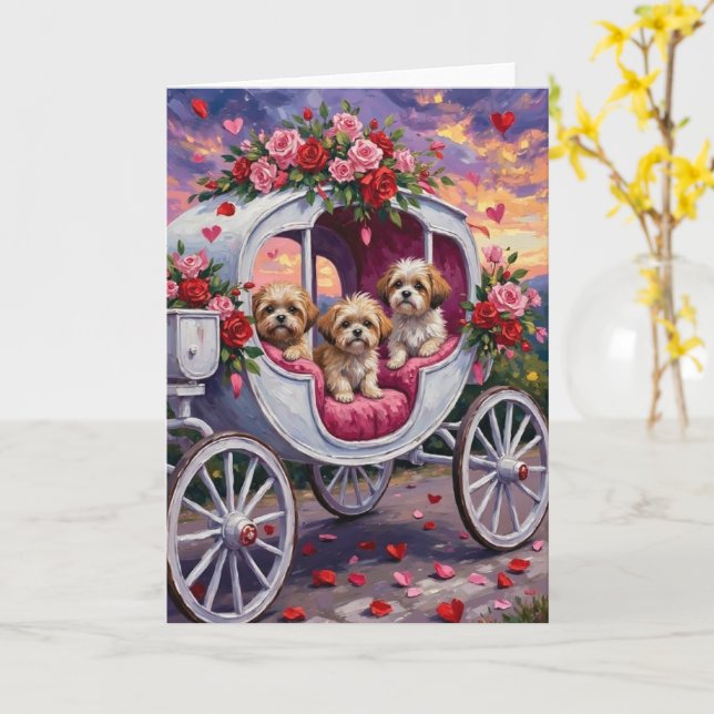 Shih Tzu Dog Valentine's Day Card (Yellow Flower)