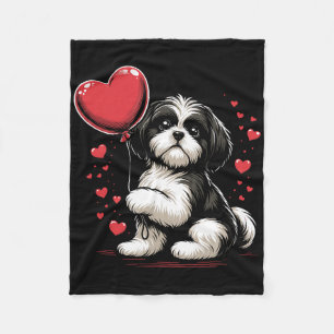 Shih Tzu Dog Valentine's Day Dog Owner Valentine Fleece Blanket