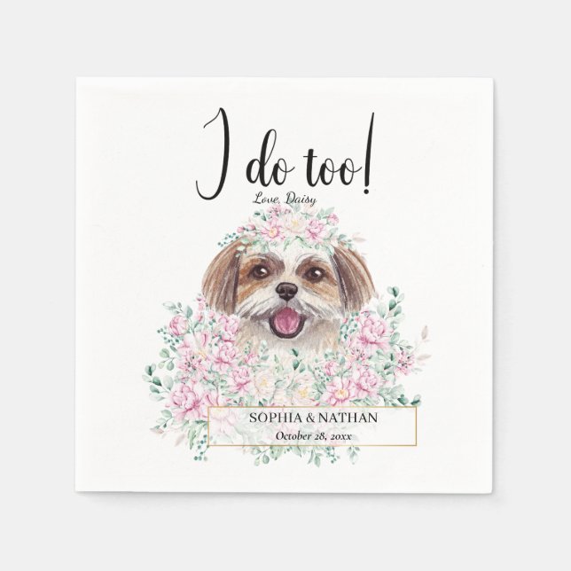 Shih Tzu Dog Wedding Cocktail Napkins (Front)