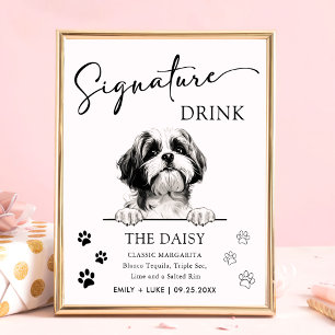Shih Tzu Dog Wedding Signature Drink Sign