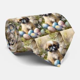 Shih Tzu Dog with Easter Eggs Holiday Tie
