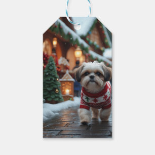 Shih Tzu Dogs Christmas Snow Holiday Gift Tags