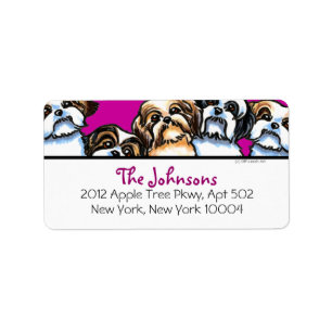Shih Tzu Dogs Girly Font Custom Colour Label