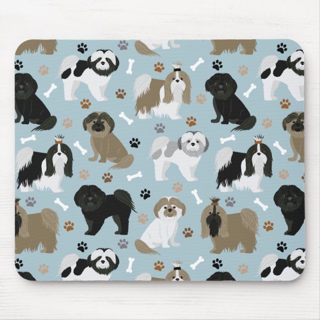 Shih Tzu Dogs Paws and Bones Mouse Pad (Front)