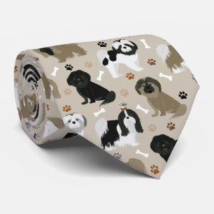 Shih Tzu Dogs Paws and Bones Neck Tie