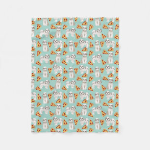 Shih Tzu dogs pizza lover mint Fleece Blanket