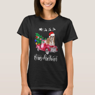Shih Tzu Dogs Ride Red Truck Christmas  Xmas T-Shirt