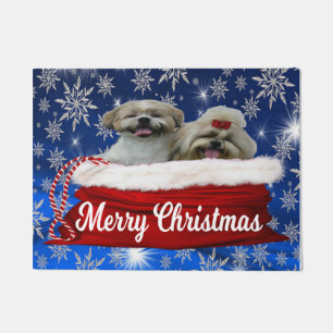 Shih tzu Door Mat, Christmas Doormat