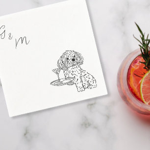 Shih Tzu drawing with a martini cocktail Napkins