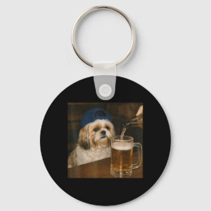 Shih Tzu Drinking Beer Funny Dog Meme Key Ring