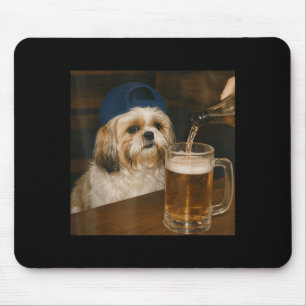 Shih Tzu Drinking Beer Funny Dog Meme Mouse Pad