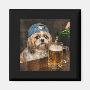 Shih Tzu Drinking Beer Funny Shih Tzu Dog Meme Magnet