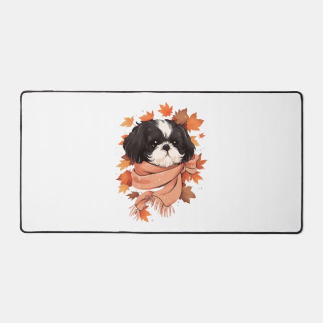 Shih Tzu Fall Dog Autumn Leaves Thanksgiving Copy  Desk Mat (Front)