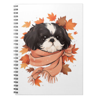 Shih Tzu Fall Dog Autumn Leaves Thanksgiving Copy  Notebook
